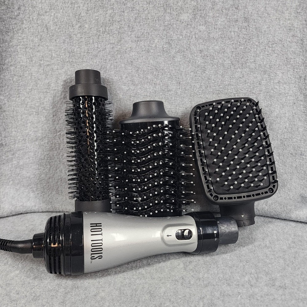Hot Tools 3-in-1 Hot Air Styler Blow Dryer Brush Set Interchangeable Attachments